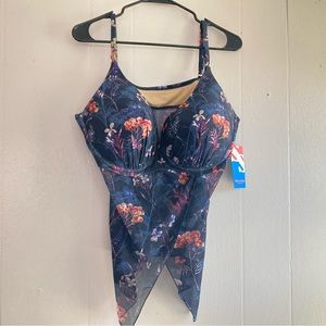 Sun & sea floral plus size tankini top sz 22 NEW swim top